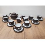 21 PIECES OF BROWN HORNSEA TEA WARE LANCASTER VITRAMIC CONTRAST