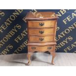 REGENCY REPRODUCTION 4 DRAWER MAHOGANY HALL CHEST WITH SERPENTINE FRONT