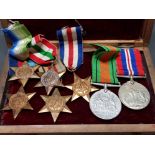 7 BOXED MEDALS WORLD WAR II AND DEFENCE MEDALS INC 39-45 STAR, AFRICA STAR, ITALY STAR, FRANCE