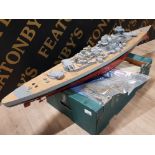 HACHETTE ISSUE BUILD THE BISMARCK MODEL WARSHIP PART BUILT AND INCOMPLETE WITH MAGAZINES 127CM