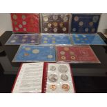 9 ASSORTED WORLD COIN SETS INCLUDES LEBANON ICELAND GREECE AUSTRIA ETC ALL HOUSED IN ORIGINAL