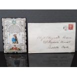 VALENTINE CARD AND ENVELOPE SENT LOCALLY IN LIVERPOOL TO TOXTETH PARK BEARING A VICTORIAN 1D ROSE