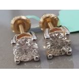 PAIR OF UNWORN 14K YELLOW GOLD ROUND BRILLIANT I.00CT DIAMOND EARRINGS DIAMOND COLOUR G-H, CLARITY