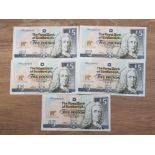 FIVE 2005 THE ROYAL BANK OF SCOTLAND 5 POUND JACK NICKLAUS BANKNOTES CONSECUTIVE RUN OF 4 AUNC