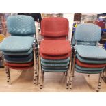 17 OFFICE STACKING CHAIRS VARIOUS COLOURS