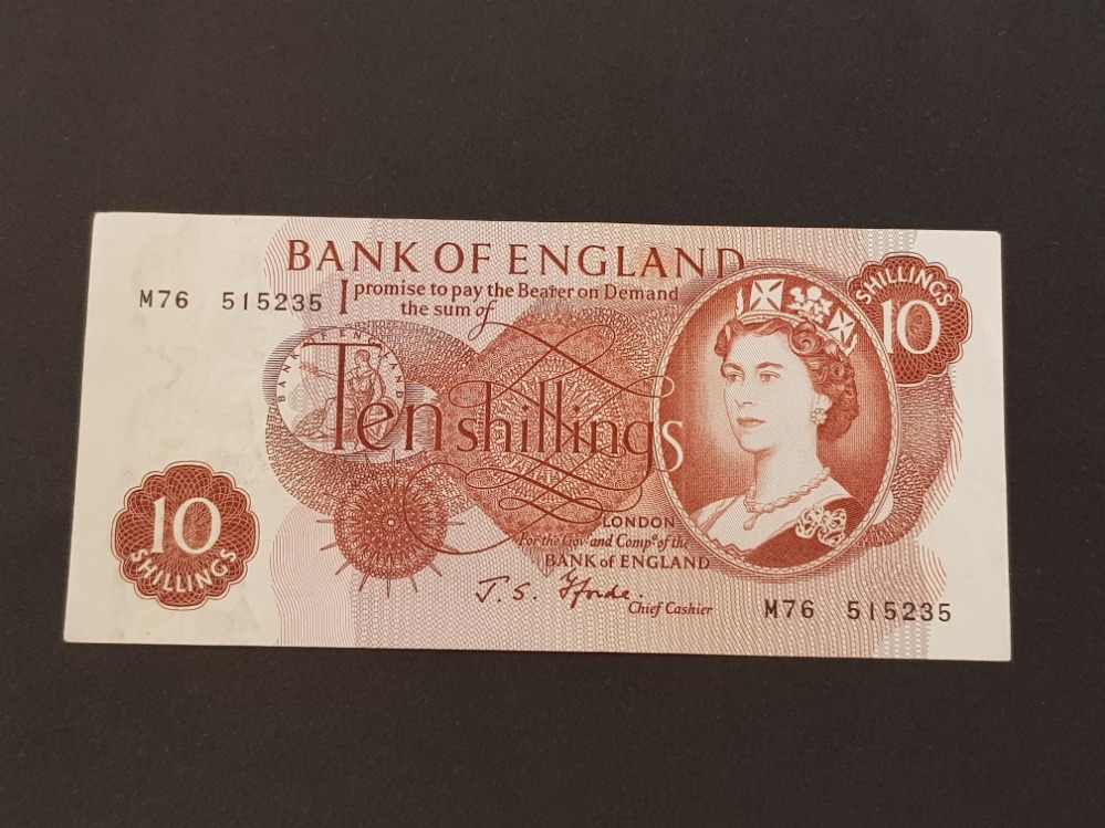 1966-70 TEN SHILLINGS FFORDE BANKNOTES ABOUT EF - Image 2 of 3