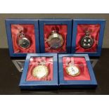 5 BOXED DECORATIVE COLLECTORS POCKET WATCHES