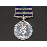 GENERAL SERVICE MEDAL 1918-62 QEII CLASPS CANAL ZONE AND CYPRUS AWARDED TO J.SMITH 3516272 R.A.F.