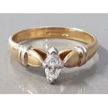 18CT YELLOW GOLD MARQUISE SHAPE SOLITAIRE RING 4.1G SIZE S