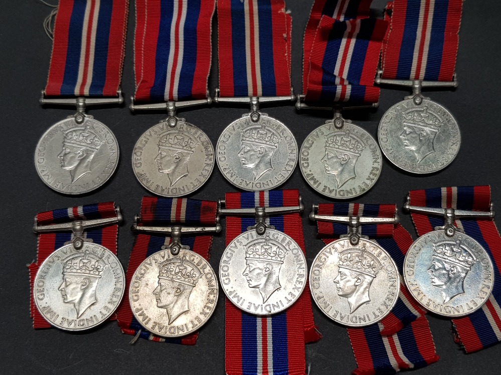 10 WORLD WAR II 1939-45 WAR MEDALS ALL WITH RIBBONS