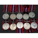 10 WORLD WAR II 1939-45 WAR MEDALS ALL WITH RIBBONS