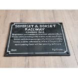 CAST METAL SOMERSET AND DORSET RAILWAY SIGN