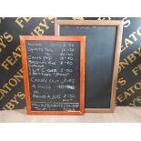 2 FRAMED ADVERTISING CHALK BOARDS