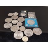 A LOT OF BRITISH COINAGE INCLUDES WINSTON CHURCHILL COMMEMORATIVE AND HALF CROWNS ETC