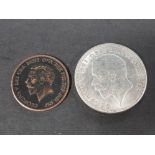 1934 GORGE V CROWN AND 1933 ONE PENNY COIN BOTH COLLECTORS COPY