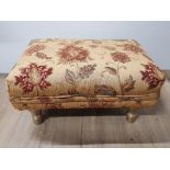 GOLD FLORAL FOOTSTOOL TURNED WITH GILT LEGS