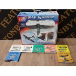 BOXED ERC REMOTE CONTROL RAF SPITFIRE TOGETHER WITH 7 VINTAGE WAR PLANE BOOKS