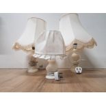 3 MODERN MARBLE EFFECT TABLE LAMPS 2 WITH THRILLED SHADES