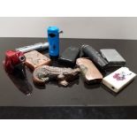BOX CONTAINING 10 MISCELLANEOUS NOVELTY LIGHTERS CROCODILE, LADYS HIGH HEEL ETC
