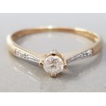 9CT YELLOW GOLD DIAMOND SOLITAIRE RING APX. 25CT 1.4G SIZE T1/2