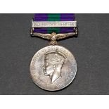 GENERAL SERVICE MEDAL GEORGE VI, PALESTINE 1945-48 ON CLASP AWARDED TO 14312004 SJT W. AYNSLEY.