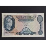 1957-61 FIVE POUNDS BANKNOTE O'BRIEN HELMETED BRITANNIA VF