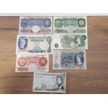 GROUP OF 7 MISCELLANEOUS BANKNOTES INCLUDING 10 SHILLINGS, 1 POUND AND 5 POUND O'BRIANS, 1 POUND