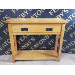 SOLID OAK SINGLE DRAWER HALL TABLE 90CM BY 30CM BY 75CM