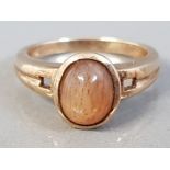 9CT YELLOW GOLD OVAL STONE RING 4.3G SIZE N