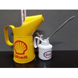 1 LITRE SHELL OIL CAN AND ESSO OIL CAN