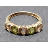 9CT GOLD RING WITH PERIDOT AND TOPAZ STONES 2.2G SIZE N