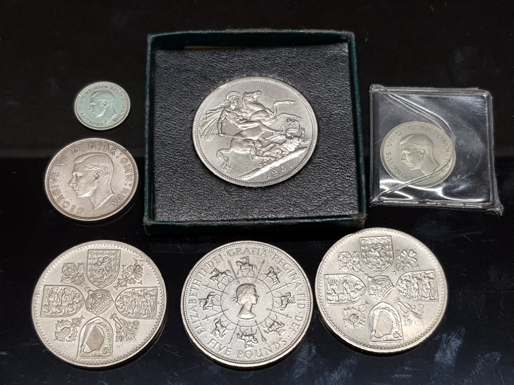 LOT COMPRISING OF 7 COINS INCLUDING 2 1960 CROWNS BUT AND UNC PLUS A 1993 5 POUND CROWN AND 1947