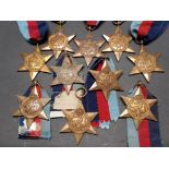 10 WORLD WAR II 1939/45 STAR NINE WITH RIBBONS