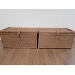 A PAIR OF WICKER STORAGE CHESTS