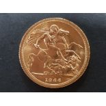 22CT GOLD 1966 FULL SOVEREIGN COIN