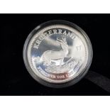 SOUTH AFRICAN COIN 2007 1 OUNCE SILVER PROOF KRUGERRAND IN CASE OF ISSUE WITH CERTIFICATE