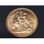 22CT GOLD 1963 FULL SOVEREIGN COIN