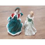 2 LADY FIGURED ORNAMENTS BY ROYAL DOULTON INCLUDING CHRISTMAS DAY 2001 AND GRACE