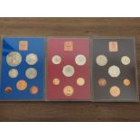 3 UK ROYAL MINT 1972, 1973 AND 1974 PROOF COIN SETS COMPLETE IN ORIGINAL PACKS