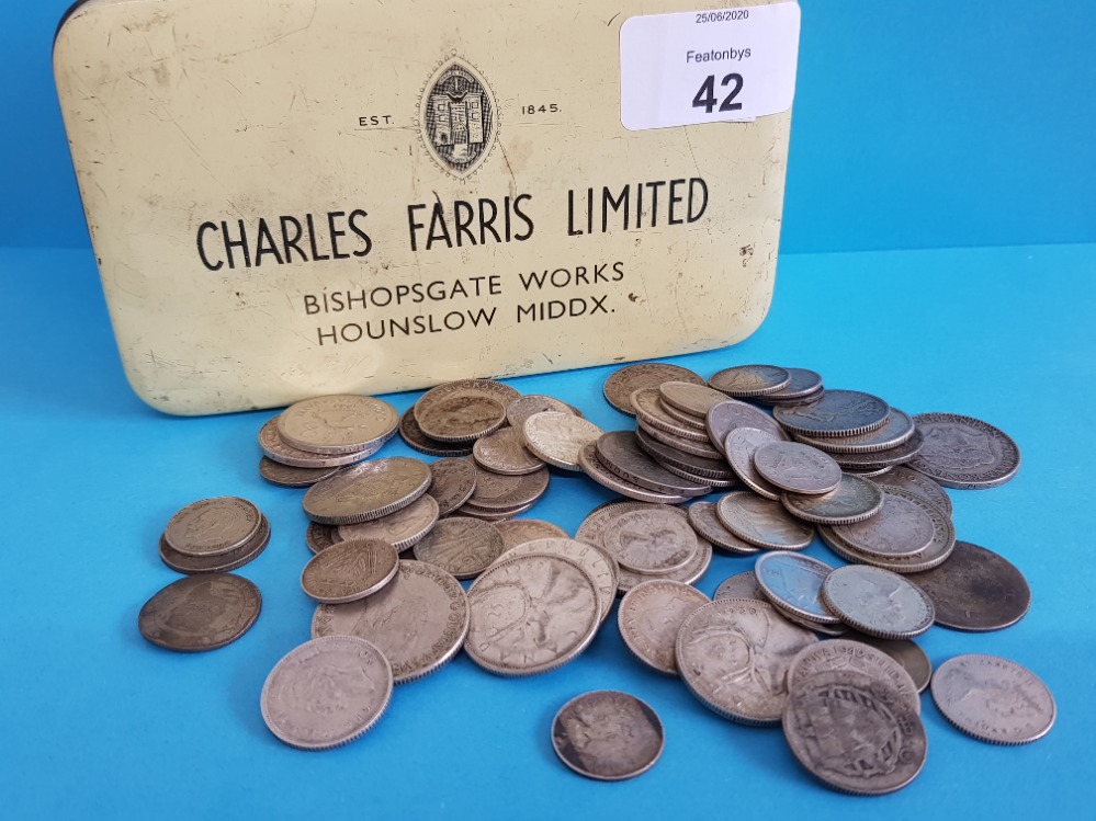 250G WORLD SILVER COINS IN A TIN