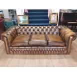 CHESTERFIELD SOFA IN ANTIQUE GOLD AND TURNS INTO KING SIZE BED SETTEE FABULOUS CONDITION