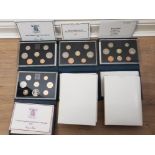 9 UK ROYAL MINT COIN SETS DATED 1984, 85, 86, 88, 90, 93, 94, 95 AND 99 ALL COMPLETE IN ORIGINAL