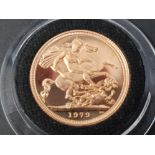 22CT GOLD 1979 PROOF FULL SOVEREIGN COIN