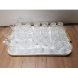 TRAY CONTAINING MISCELLANEOUS CRYSTAL DRINKING GLASSES, WHISKY TUMBLERS ETC
