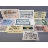 11 DIFFERENT GERMAN BANKNOTES EARLY NOTED