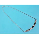 SILVER 925 AND GARNET 3 STONE NECKLACE 6.4 GROSS WEIGHT