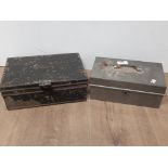 VINTAGE METAL DEED BOX AND SCREW BIT BOX