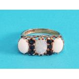 9CT GOLD OPAL AND SAPPHIRE RING 3.9G SIZE N1/2