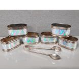 SET OF 6 SILVER STYLE NAPKIN RINGS TOGETHER WITH EPNS TONGS