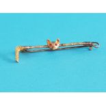 15CT GOLD FOX HEAD SET WITH 2 RUBY STONE BROOCH 3.1G SIZE 48MM